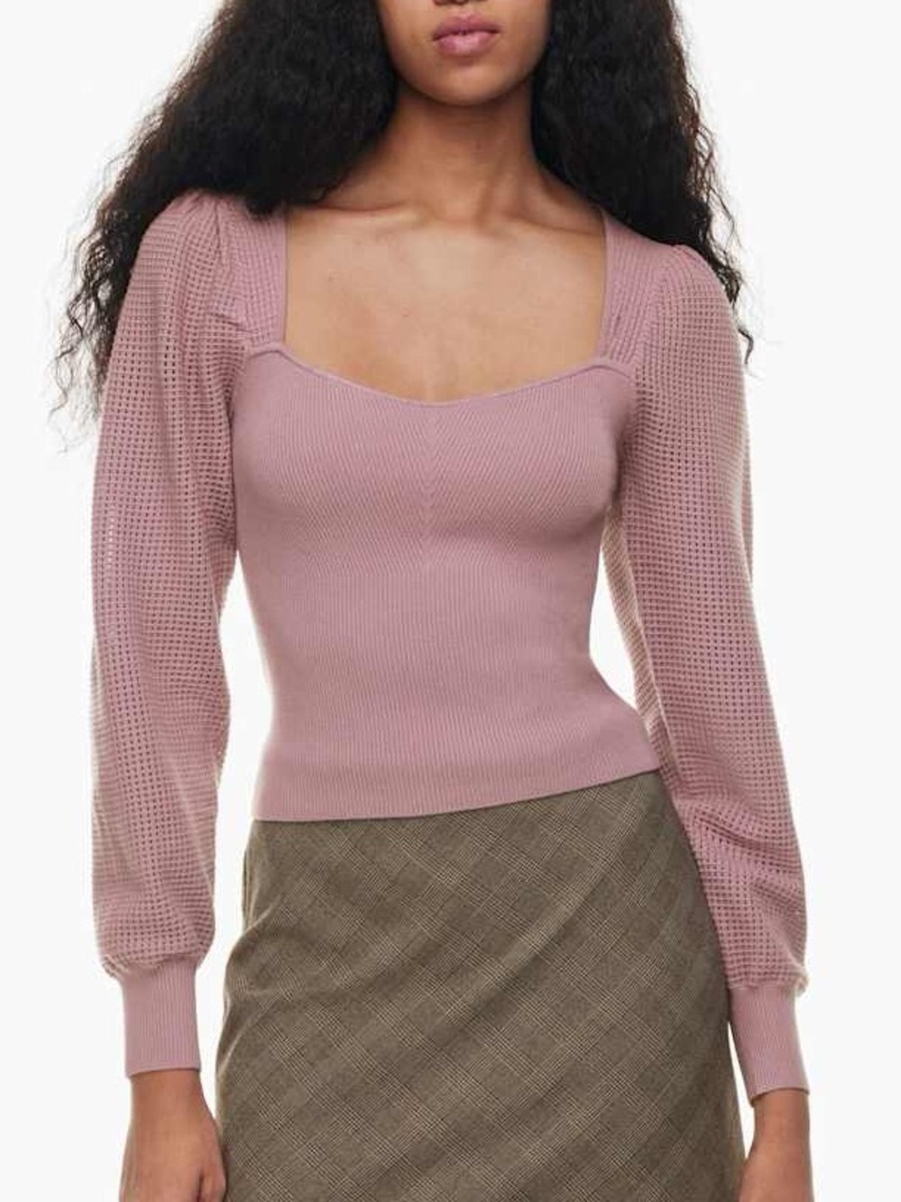 Aritzia Wilfred New Chance Sweater Sweetheart Neckline Dusty Rose Size Small NWT